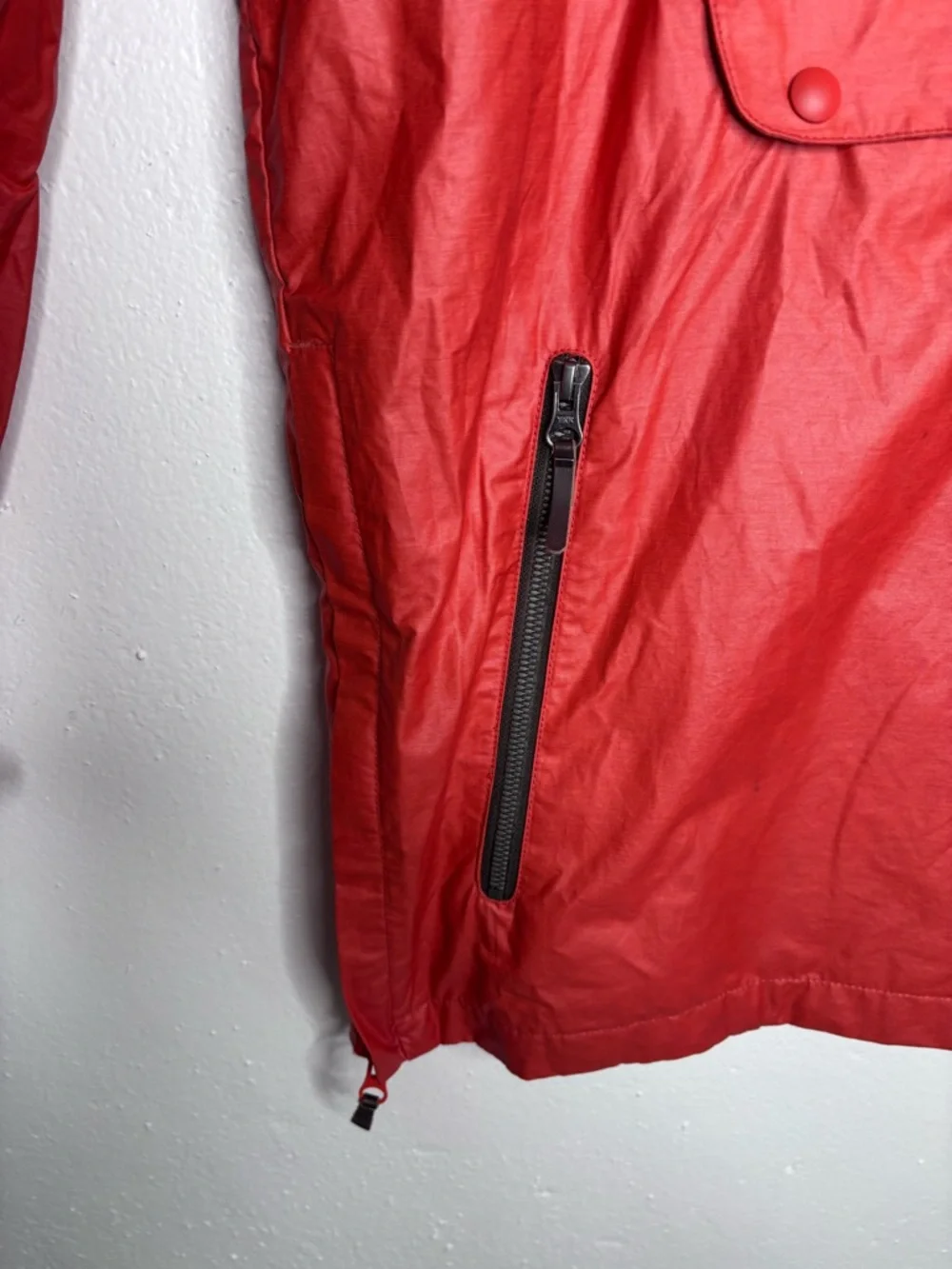 Vintage Merrell Red Anorak Pullover Hooded Windbreaker Half Zip Size M